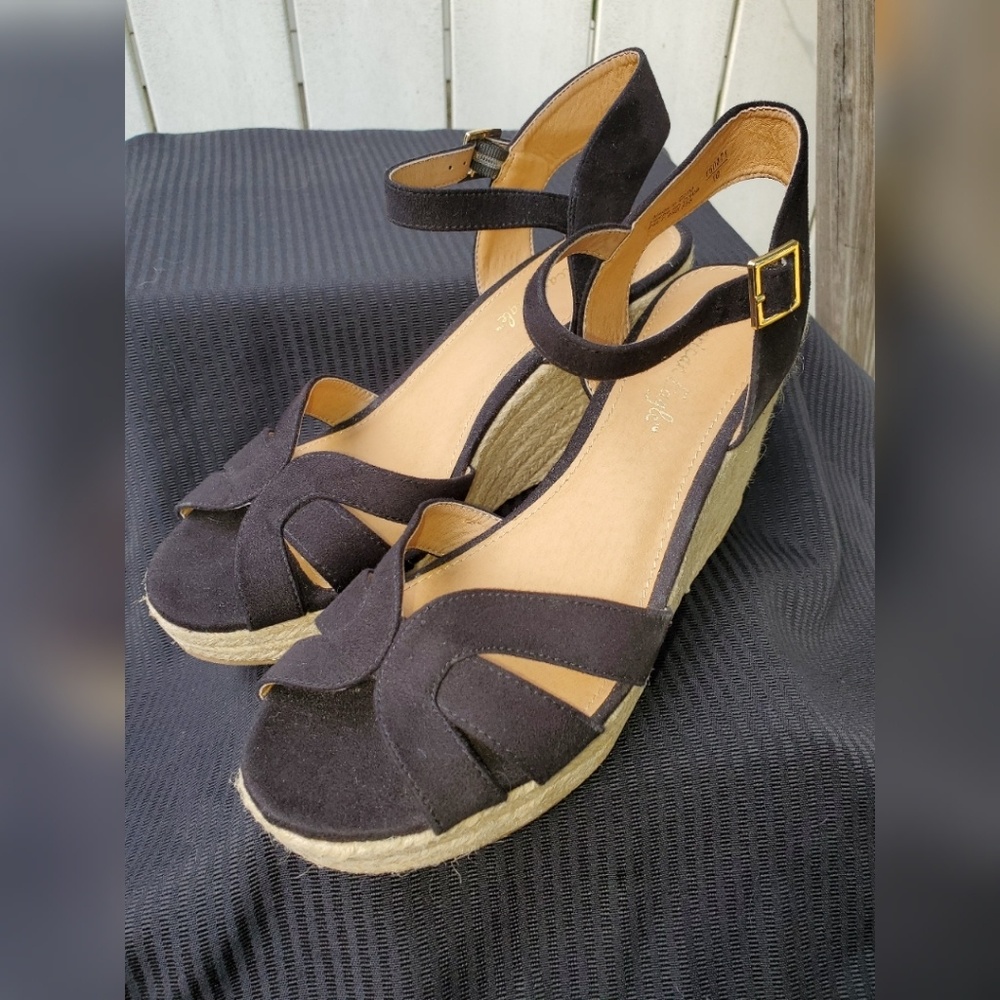 Wedge heel espadrille sandals, Size 10--NWOT